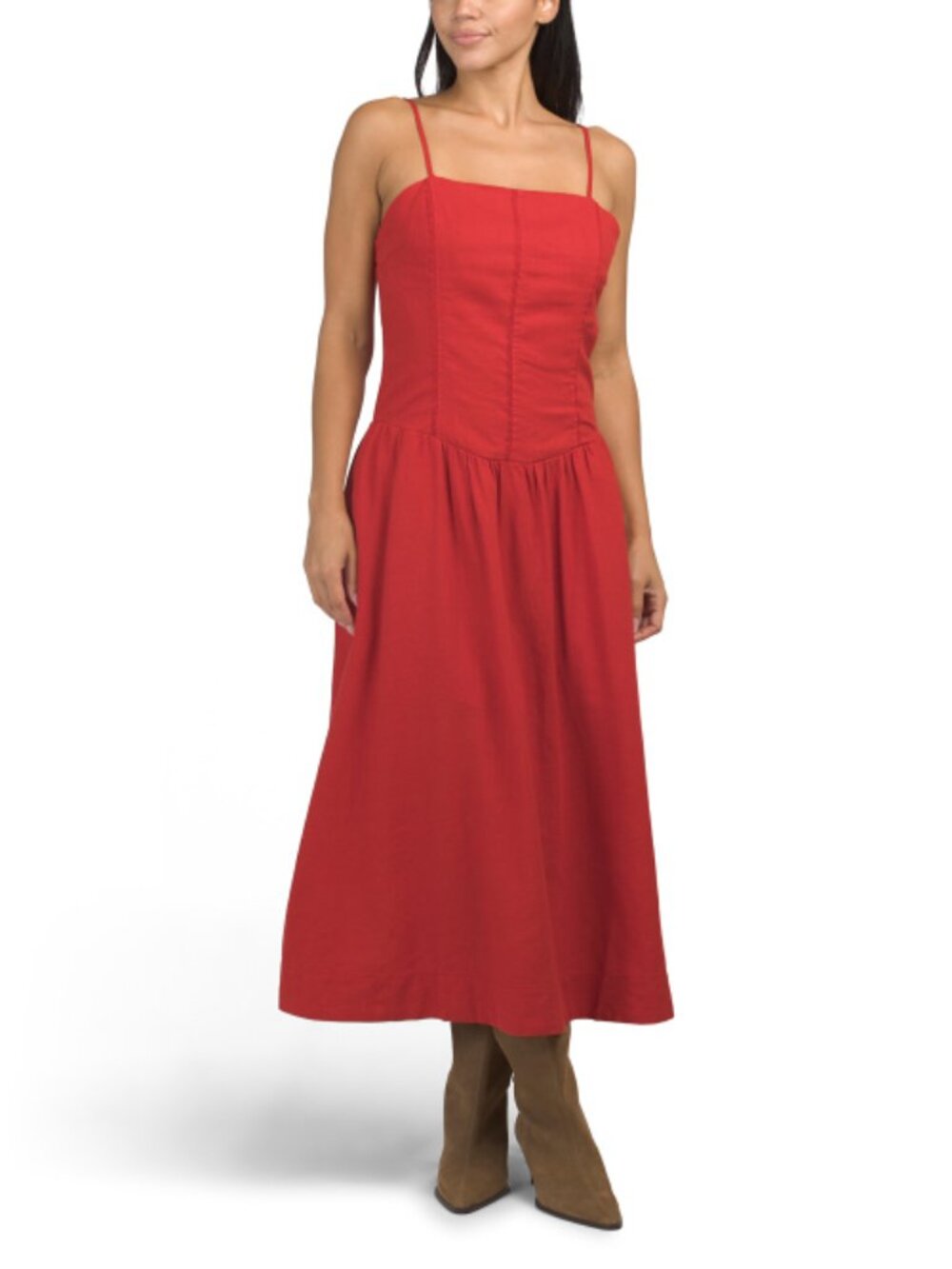 JOIE Linen Blend Drop Waist Maxi Dress - Picture 1 of 5